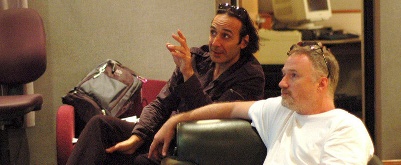 Desplat avec David Fincher pendant les sessions d'enregistrement de The Curious Case Of Benjamin Button