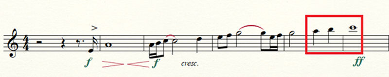 Ainsi Parlait Zarathoustra », Richard Strauss, 1896. Encadrées en rouge, trois notes caractéristiques de l’œuvre et récurrentes dans les musiques de Batman.