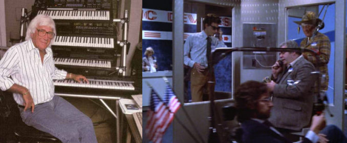 Caméo de Goldsmith (en haut à droite) et Steven Spielberg (en bas) dans le Gremlins de Joe Dante