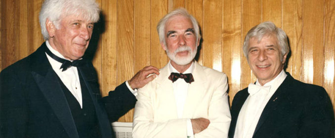Jerry Goldsmith avec John Scott (au centre) et Elmer Bernstein (à droite)